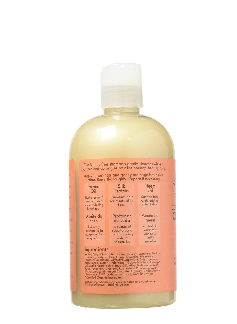 Shampoo - Coconut & Hibiscus Curl & Shine, Sulfate-Free Shampoo, Coconut Oil, Vitamin E, and Neem for Frizz Control, Curly Hair Products for Women, 13 Fl Oz Ea (Pack of 2)