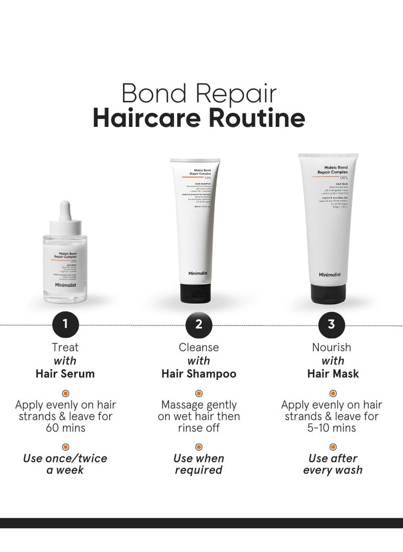 Minimalist Maleic Bond Repair Complex 3.5% Hair Shampoo with Ceramide, Coconut oil & Betaine | For Damaged & Frizzy Hair | For Women & Men | For All Hair Types | 100 ml (Pack of 1)