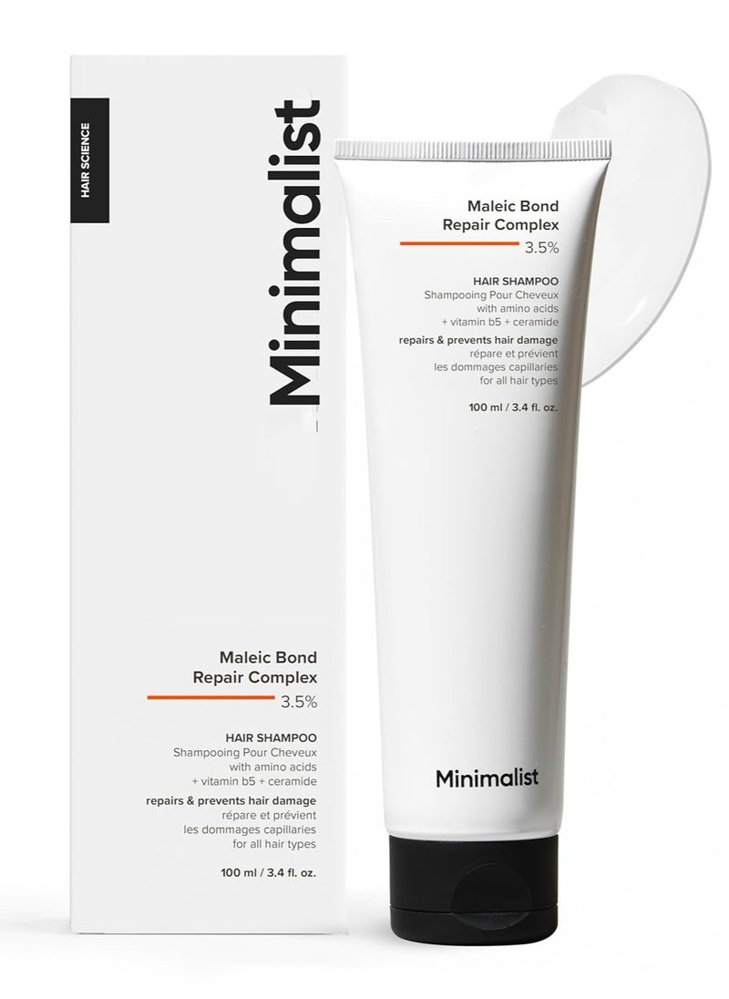 Minimalist Maleic Bond Repair Complex 3.5% Hair Shampoo with Ceramide, Coconut oil & Betaine | For Damaged & Frizzy Hair | For Women & Men | For All Hair Types | 100 ml (Pack of 1)