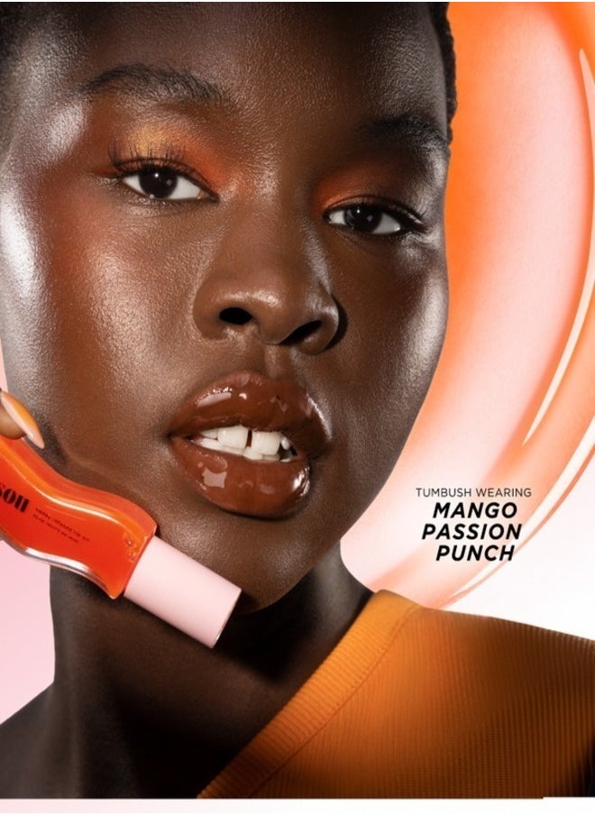 GISOU Honey Infused Lip Oil Mango Passion Punch | Hydrating Sheer Hot Coral Gloss - 8ml