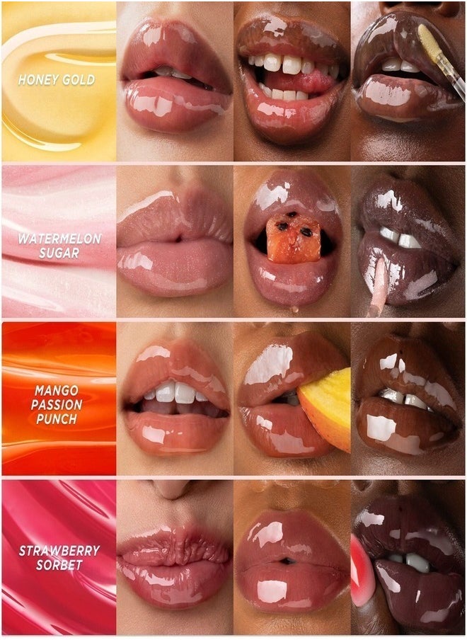 GISOU Honey Infused Lip Oil Mango Passion Punch | Hydrating Sheer Hot Coral Gloss - 8ml