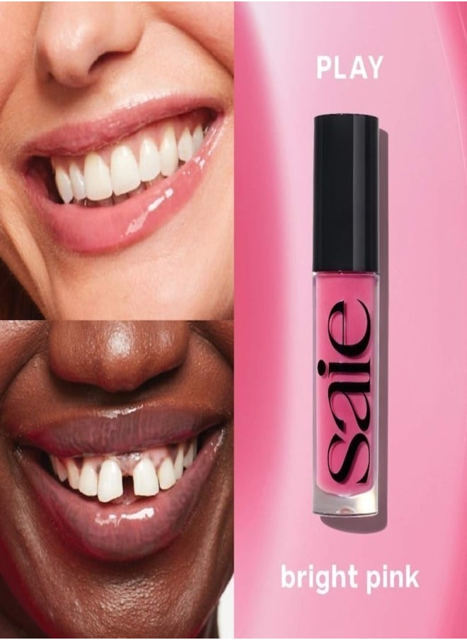 Saie  Glossy Bounce™  High Shine Lip Gloss -   Play - hot pink ,  Moisturizing Oil Infused, 5ml