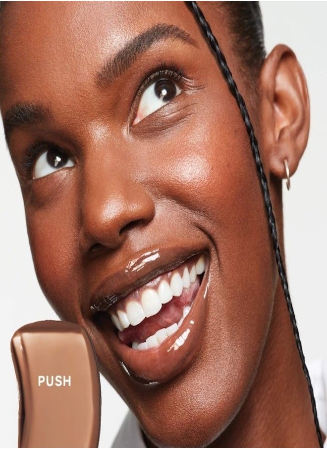 Saie   Glossy Bounce™  High Shine Lip Gloss -  Push - soft brown ,  Moisturizing Oil Infused, 5ml