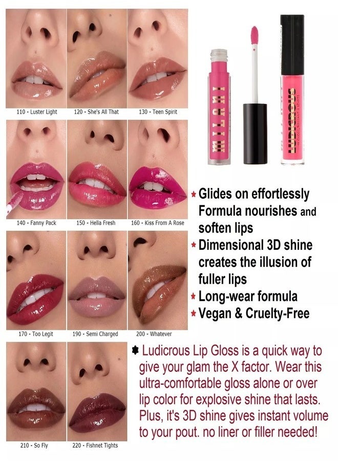 Milani Ludicrous Lip Gloss – Luster Light 110 | High-Shine 3D Gloss, Moisturizing, Non-Sticky, Long-Lasting, Richly Pigmented, Vegan & Cruelty-Free