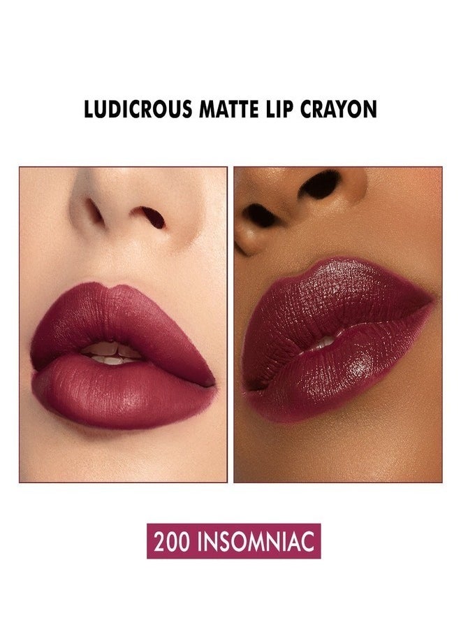 Milani Ludicrous Matte Lip Crayon Long Lasting Cream-to-Matte Lip Color, Matte Lip Color Stock With Glide-On Formula, Vegan & Cruelty-Free ( 200 Insomniac ) 1.4g