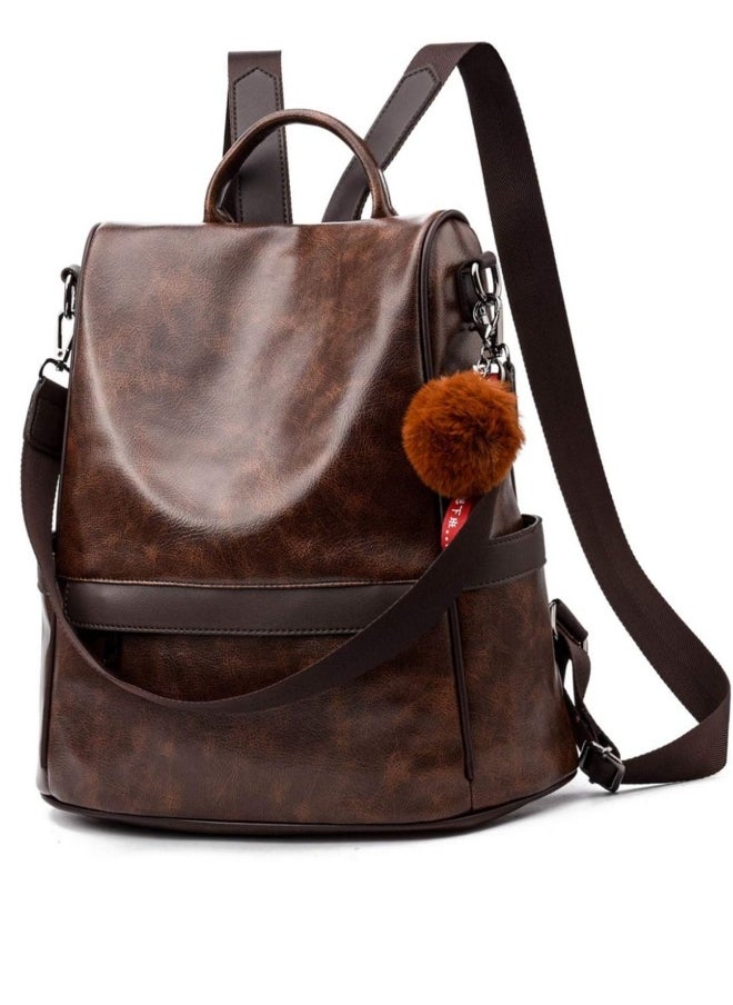 Anti-theft Casual Shoulder Backpack Fashion Ladies Satchel Bags - Brown