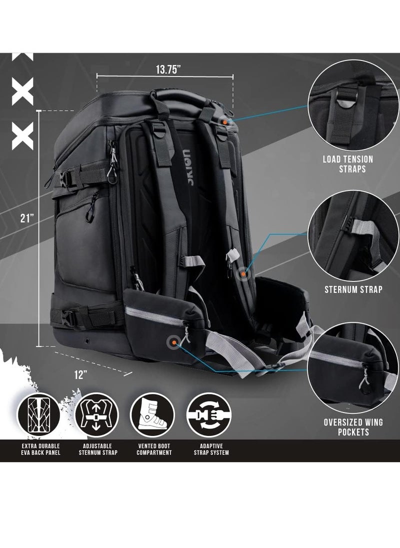 Waterproof Winter Sport Pack for Travel Allows You to Transport Your Skiing and Snowboarding Gear in StyleSki Boot Bag Backpack - 55-65 Liter Expansion