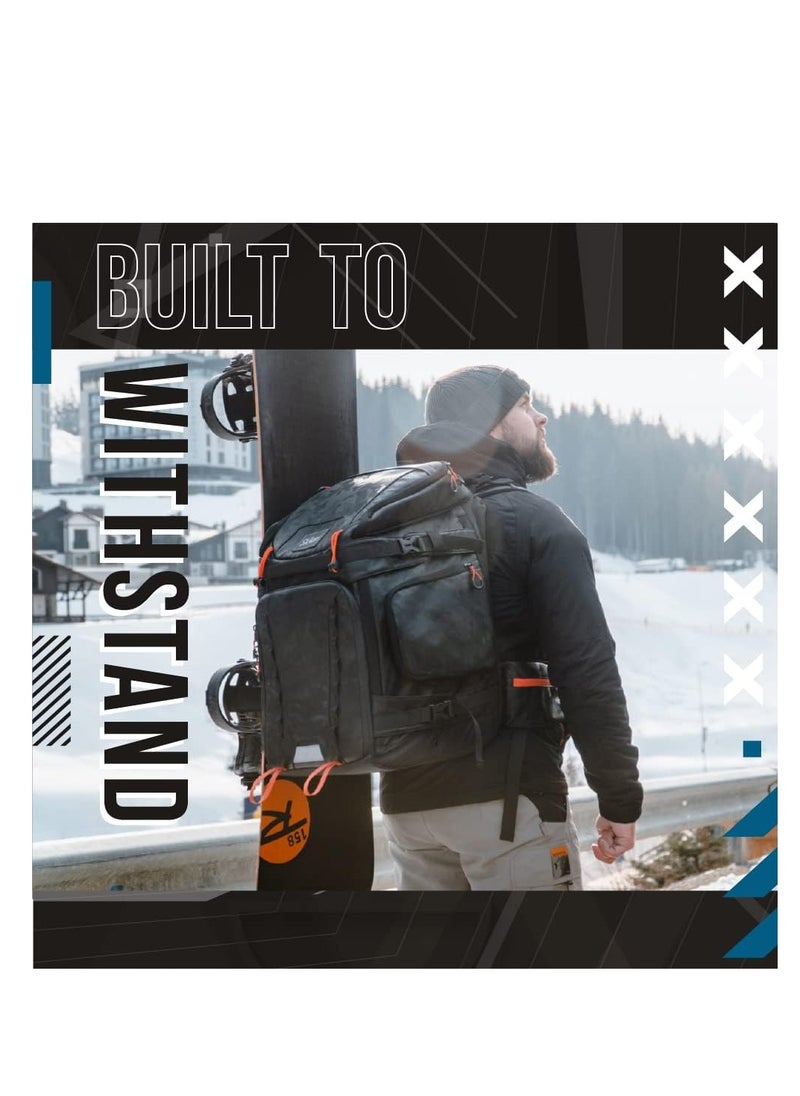 Waterproof Winter Sport Pack for Travel Allows You to Transport Your Skiing and Snowboarding Gear in StyleSki Boot Bag Backpack - 55-65 Liter Expansion