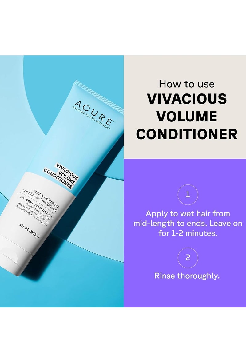 Acure Vivacious Volume Conditioner | Mint & Echinacea Volume Regimen: Lift and Nourish Fine, Fragile Hair for Fullness and Body, 8 Fl Oz