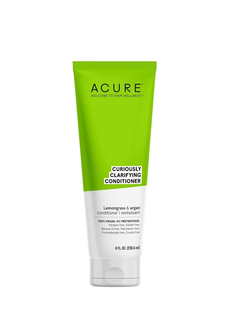 Acure Curiously Clarifying Conditioner & Argan Gently Cleanses, Removes Buildup, Boost Shine & Replenishes Moisture Lemongrass 8 Fl Oz