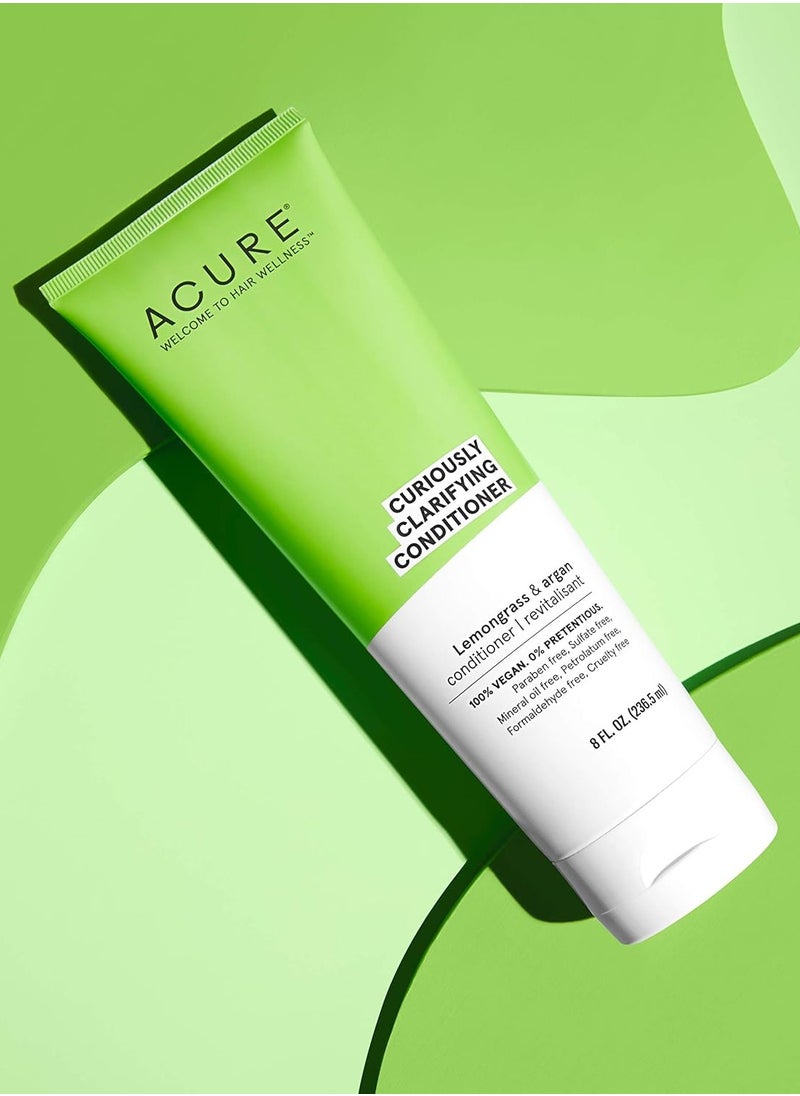 Acure Curiously Clarifying Conditioner & Argan Gently Cleanses, Removes Buildup, Boost Shine & Replenishes Moisture Lemongrass 8 Fl Oz