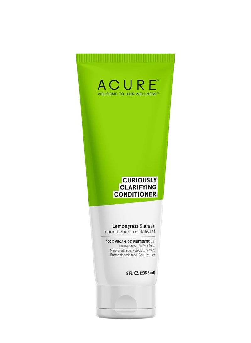 Acure Curiously Clarifying Conditioner & Argan Gently Cleanses, Removes Buildup, Boost Shine & Replenishes Moisture Lemongrass 8 Fl Oz
