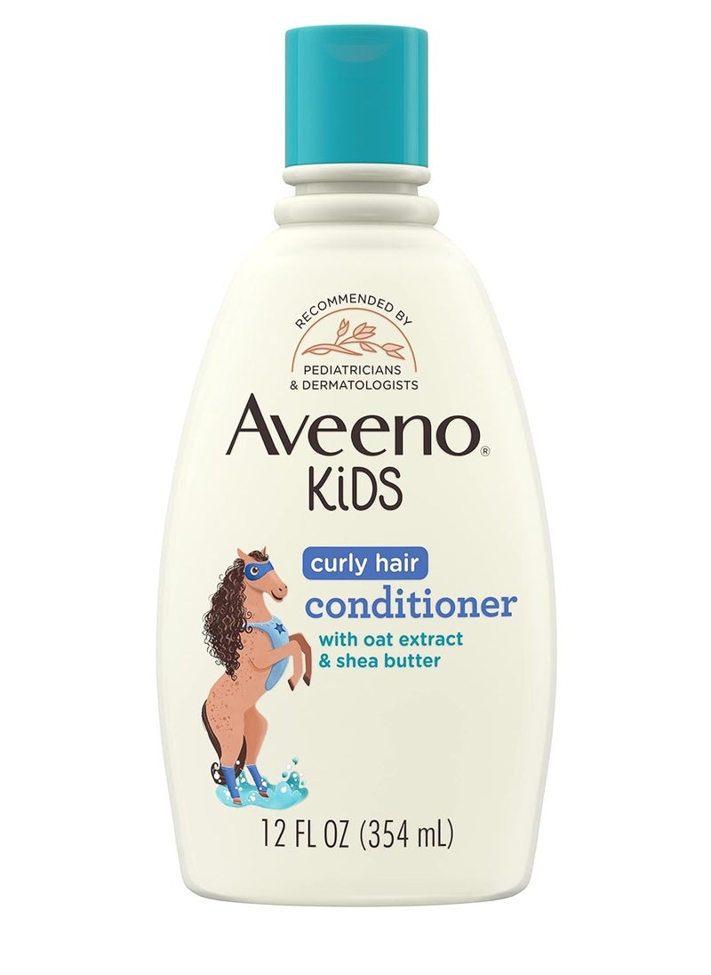 Aveeno Kids Curly Hair Conditioner, Hydrating Conditioner, Kids Curly Hair Products, Oat Extract & Shea Butter, Gentle Scent, 12 fl. oz (Pack of 1)
