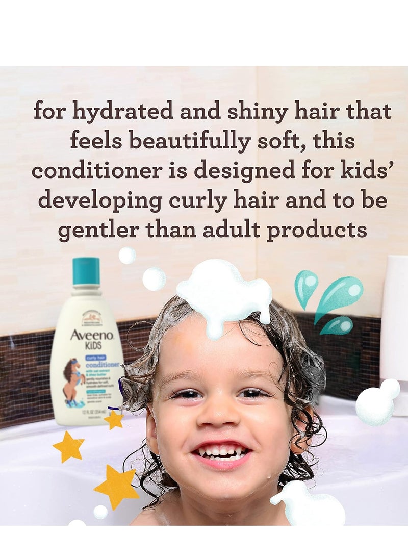 Aveeno Kids Curly Hair Conditioner, Hydrating Conditioner, Kids Curly Hair Products, Oat Extract & Shea Butter, Gentle Scent, 12 fl. oz (Pack of 1)