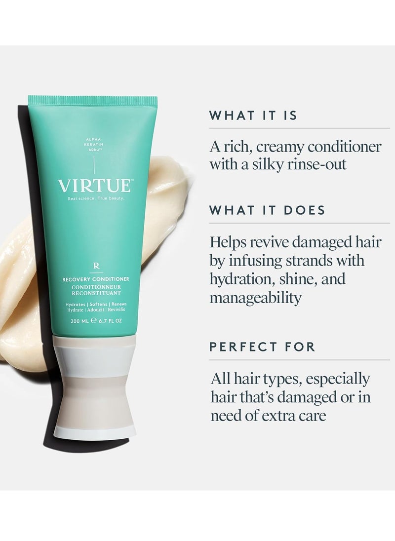 Virtue Recovery Conditioner with Keratin Hydrates, Softens, and Renews Damaged Hair, Sulfate Free, Color Safe
