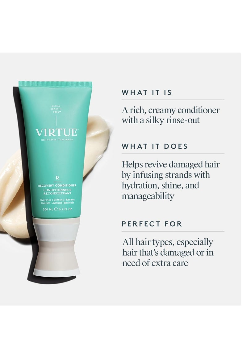 Virtue Recovery Conditioner with Keratin Hydrates, Softens, and Renews Damaged Hair, Sulfate Free, Color Safe