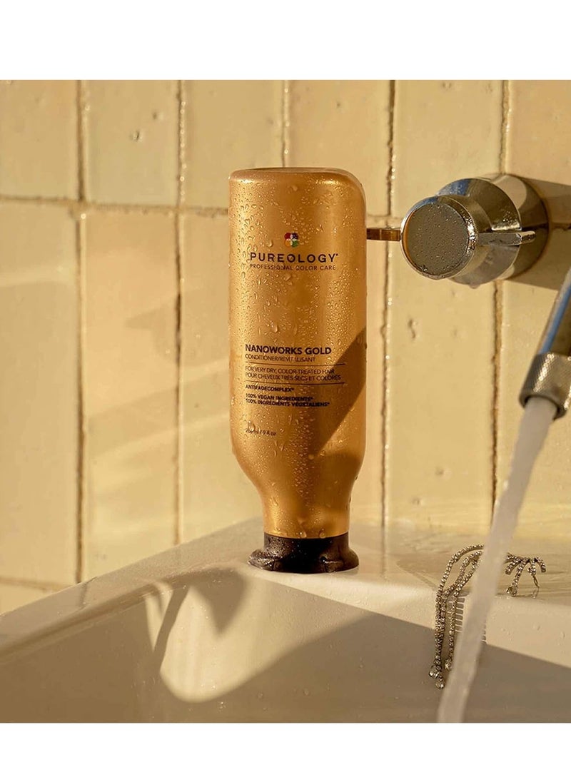 Pureology Nanoworks Gold Conditioner - For Very Dry and Color-Treated Hair, Restores & Strengthens Hair, Sulfate-Free & Vegan