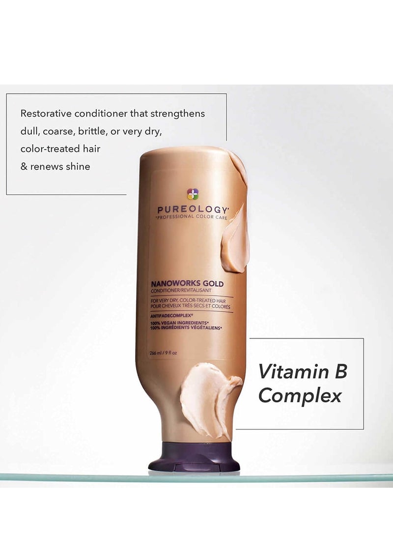 Pureology Nanoworks Gold Conditioner - For Very Dry and Color-Treated Hair, Restores & Strengthens Hair, Sulfate-Free & Vegan