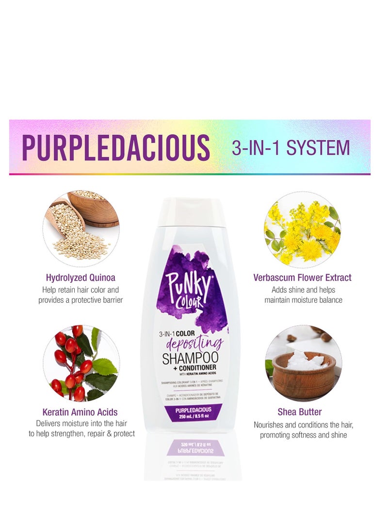 Punky Colour 3-in-1 Color Depositing Hair Cleanser & Conditioner, 8.5 fl oz. (Purpledacious)
