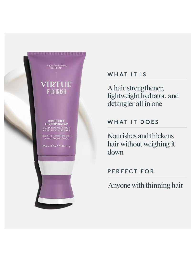 VIRTUE Flourish Conditioner for Fine or Thinning Hair, Sulfate Free Hair Growth Product, Detangles and Thickens, Color Safe