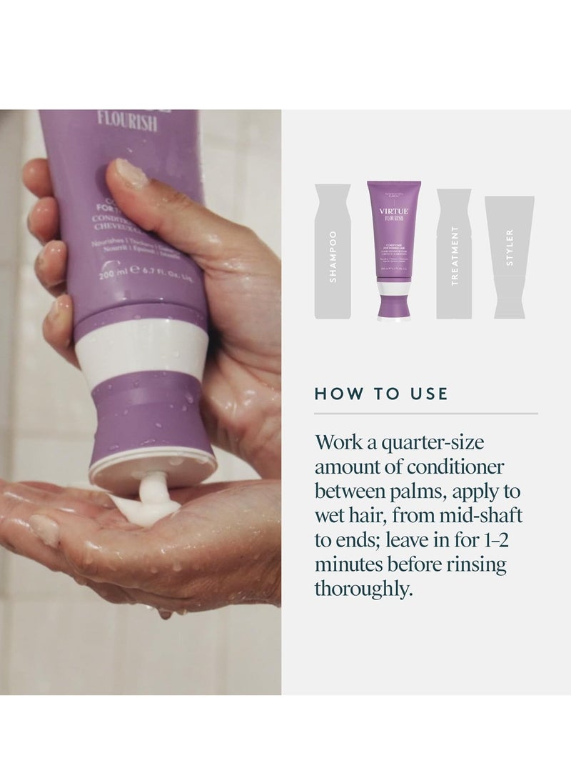 VIRTUE Flourish Conditioner for Fine or Thinning Hair, Sulfate Free Hair Growth Product, Detangles and Thickens, Color Safe