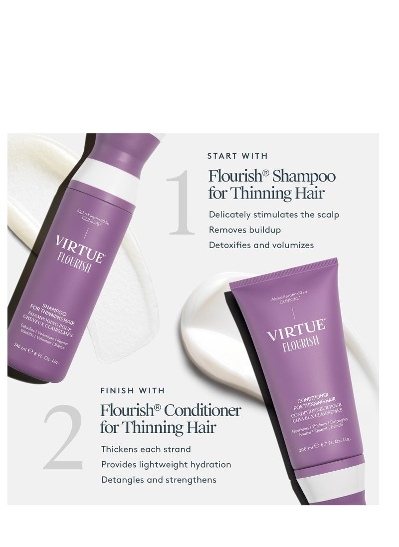 VIRTUE Flourish Conditioner for Fine or Thinning Hair, Sulfate Free Hair Growth Product, Detangles and Thickens, Color Safe
