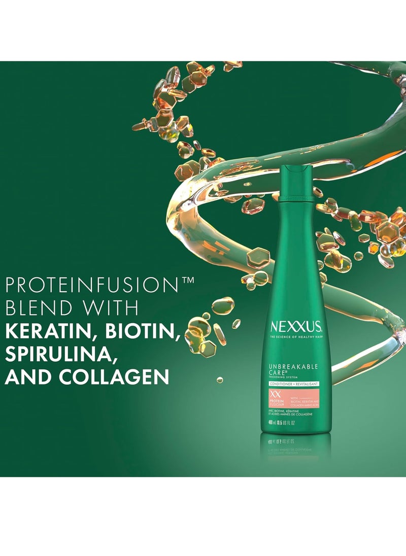 Nexxus Unbreakable Care Thickening Conditioner with Keratin, Collagen, Biotin for Fine and Thin Hair 13.5 oz