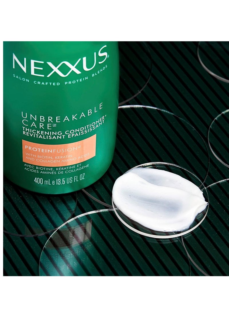 Nexxus Unbreakable Care Thickening Conditioner with Keratin, Collagen, Biotin for Fine and Thin Hair 13.5 oz
