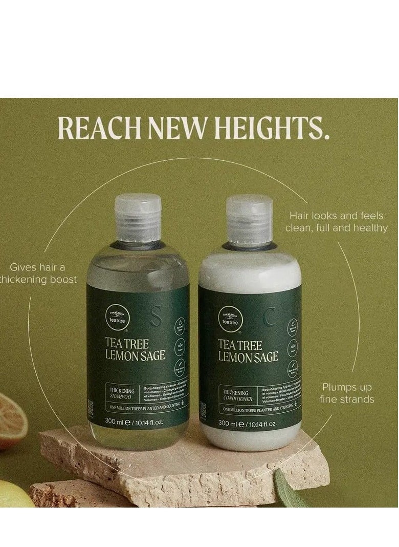 Tea Tree Lemon Sage Thickening Conditioner, Builds Body + Boosts Volume, For Fine Hair
