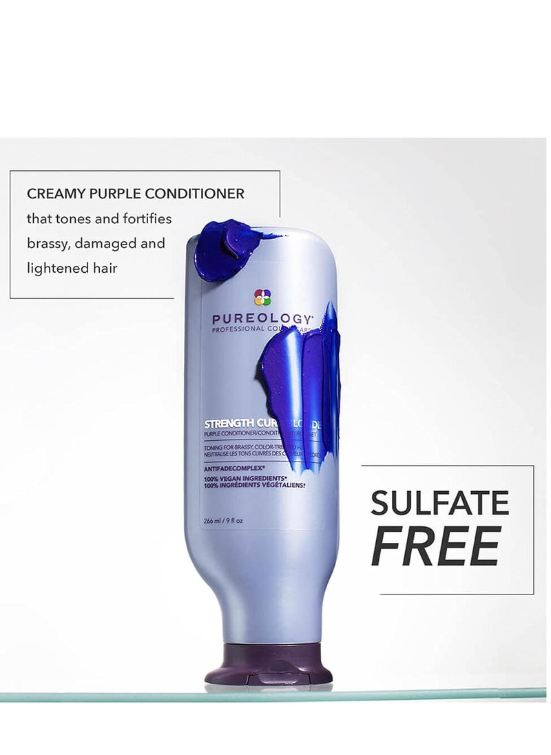 Pureology Strength Cure Blonde Purple Conditioner - For Blonde & Lightened Color-Treated Hair, Strengthens Hair & Fights Brass, Sulfate-Free & Vegan