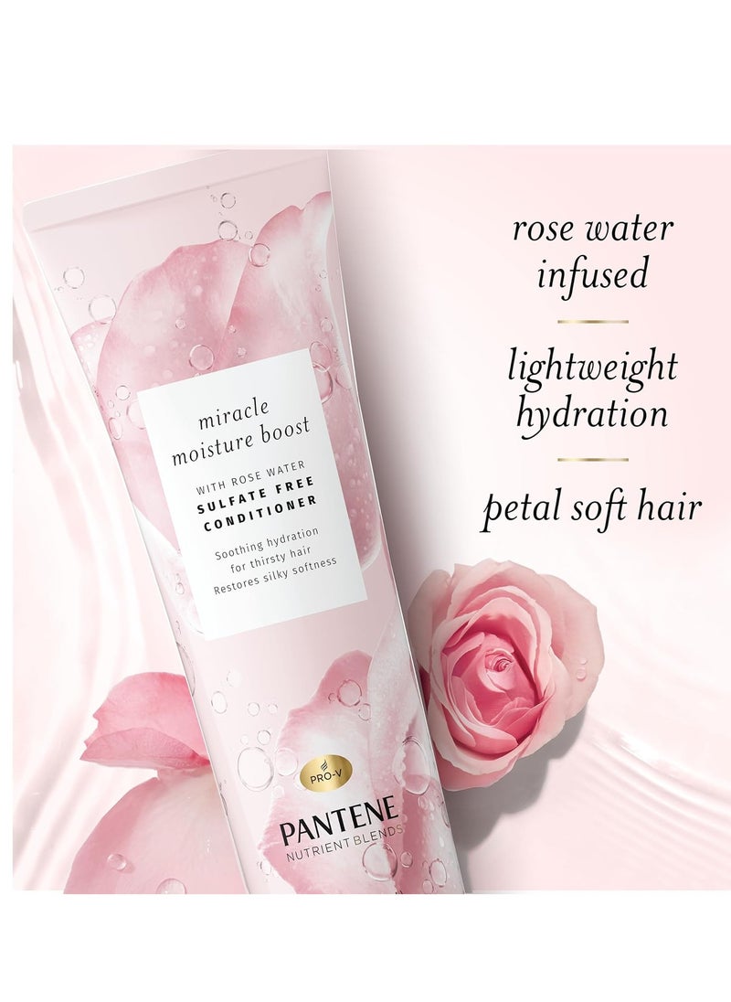 Pantene Nutrient Blends Miracle Moisture Boost Rose Water Conditioner for Dry Hair, Sulfate Free, 8 Fl Oz