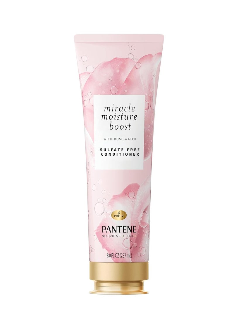 Pantene Nutrient Blends Miracle Moisture Boost Rose Water Conditioner for Dry Hair, Sulfate Free, 8 Fl Oz