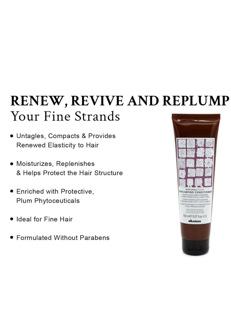 Davines Naturaltech REPLUMPING Conditioner, Renew Elasticity While Replenishing, Moisturizing And Detangling, 5.07 fl. oz.