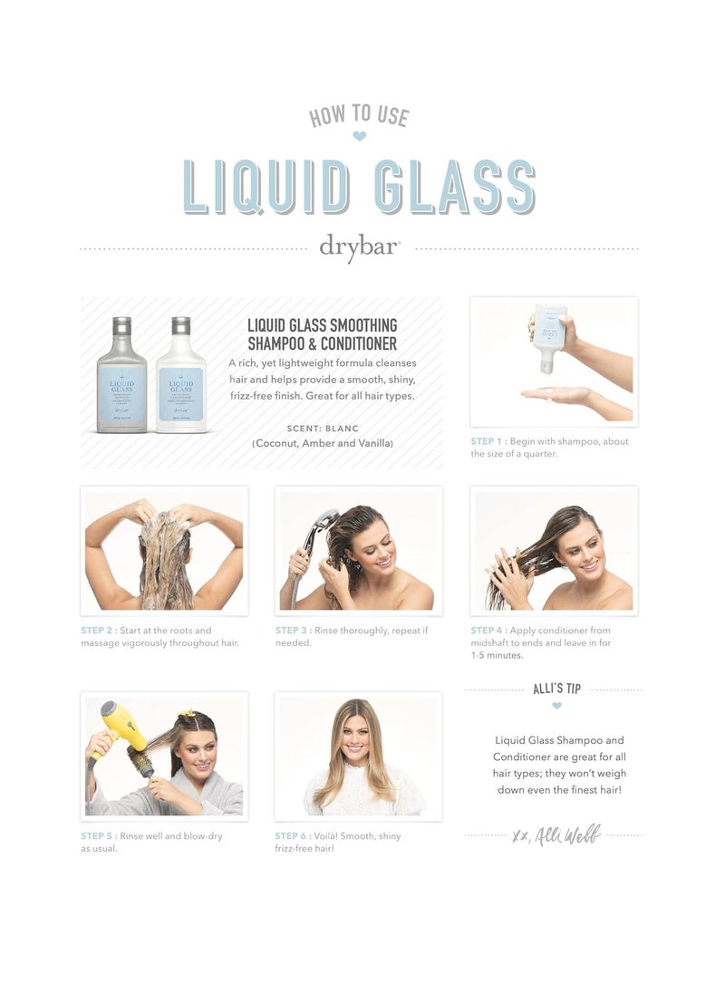 Drybar Liquid Glass Smoothing Conditioner | Reduces Frizz, Adds a Smooth & Shiny Finish, Lightweight Formula for all Hair Types, Vegan & Cruelty Free
