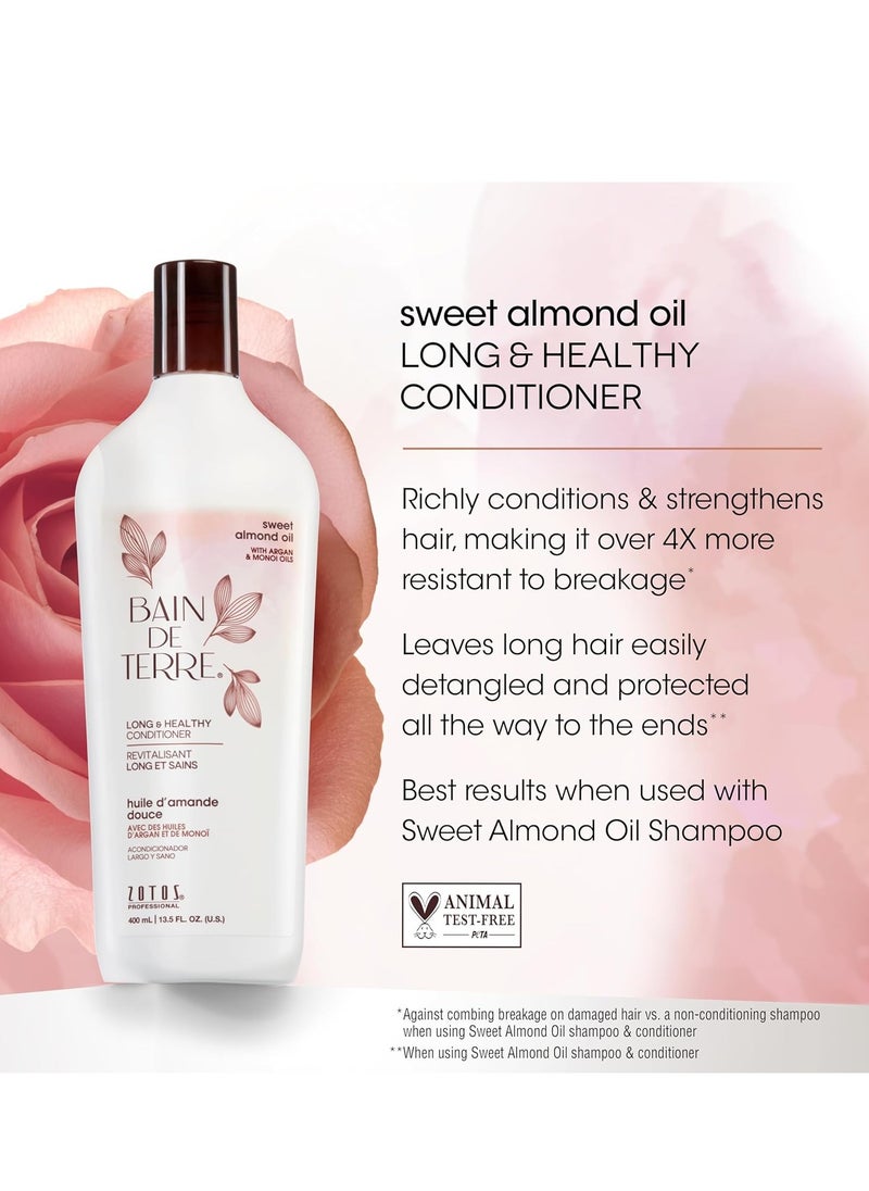 Bain de Terre Sweet Almond Oil Long & Healthy Conditioner, Strength & Protection for Weak, Damaged Hair, with Argan & Monoi Oils, Paraben-Free, Color-Safe, Vegan