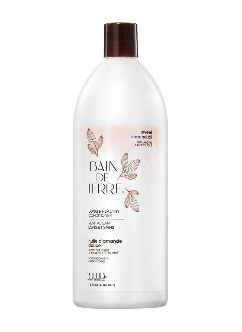 Bain de Terre Sweet Almond Oil Long & Healthy Conditioner, Strength & Protection for Weak, Damaged Hair, with Argan & Monoi Oils, Paraben-Free, Color-Safe, Vegan