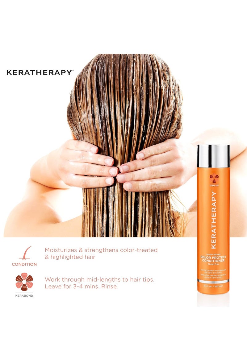 KERATHERAPY Keratin Infused Color Protect Conditioner, 33.8 fl. oz., 1000 ml - Gluten Free Color Protecting Conditioner for Color Treated Hair with Kerabond Technology, Red Raspberry Oil, Omega 3 & 6