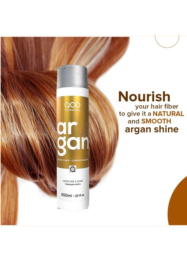QoD ARGAN CONDITIONER 300ML-10fl oz - SHINE AND SOFTNESS/HAIR TYPE: DRY, DAMAGED, FRIZZY AND DULL/FREE OF SALT AND SULFATE / WITH SILICONES AND ARGAN OIL