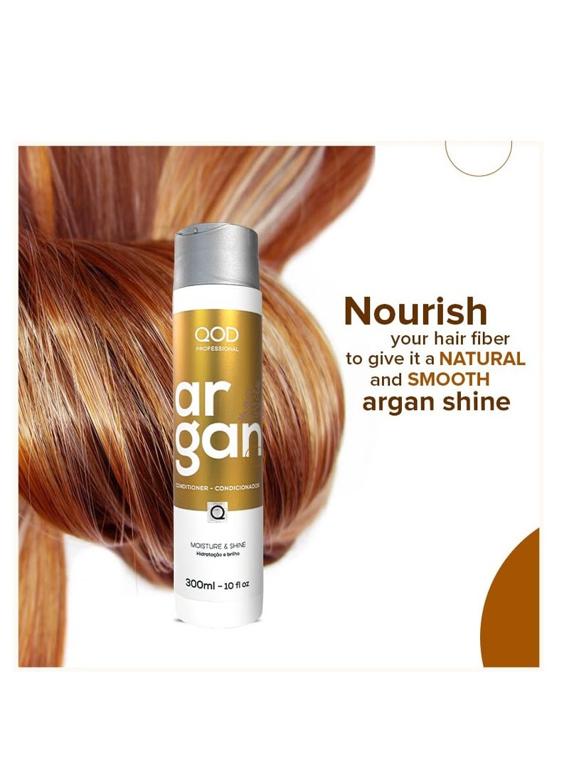 QoD ARGAN CONDITIONER 300ML-10fl oz - SHINE AND SOFTNESS/HAIR TYPE: DRY, DAMAGED, FRIZZY AND DULL/FREE OF SALT AND SULFATE / WITH SILICONES AND ARGAN OIL