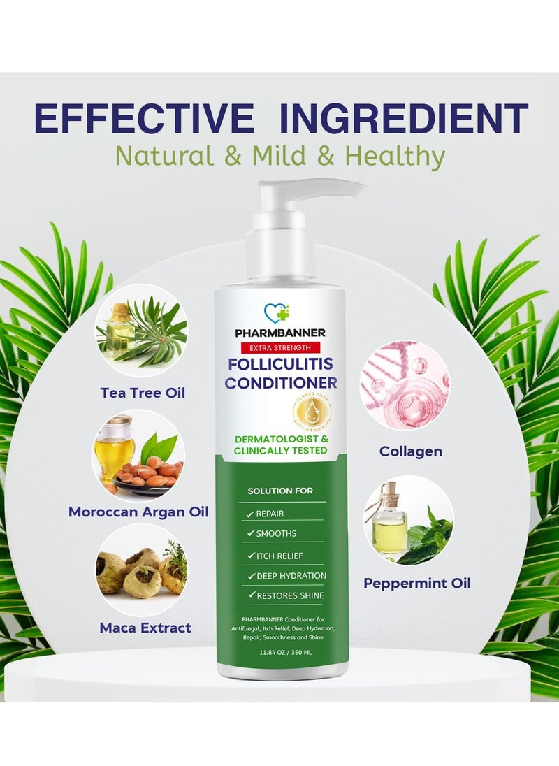 Folliculitis Itch Relief Conditioner: Tea Tree Oil & Moroccan Argan Oil - Deep Hydration & Repair - Nourishes, Smooths, Restores Shine - Safe for Dry or Damaged Hair-11.84 oz