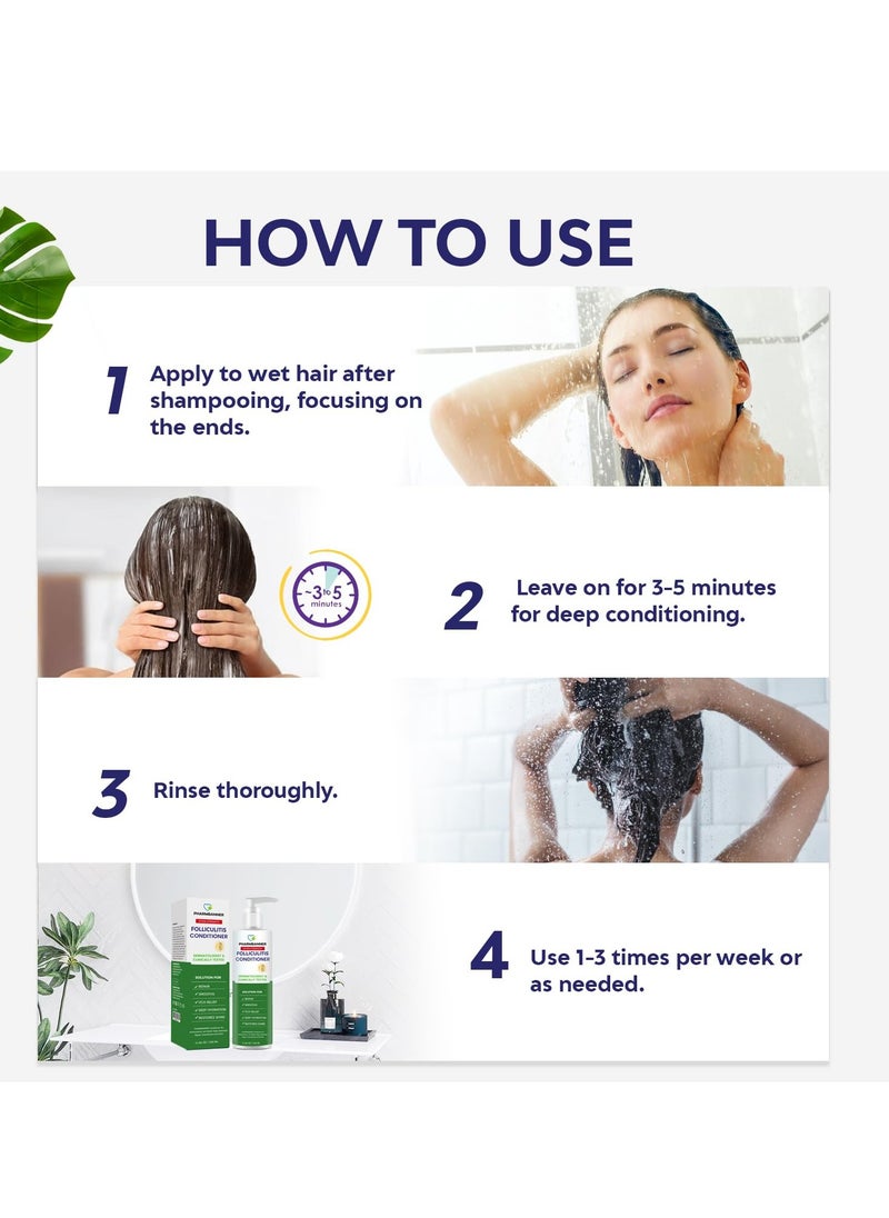 Folliculitis Itch Relief Conditioner: Tea Tree Oil & Moroccan Argan Oil - Deep Hydration & Repair - Nourishes, Smooths, Restores Shine - Safe for Dry or Damaged Hair-11.84 oz