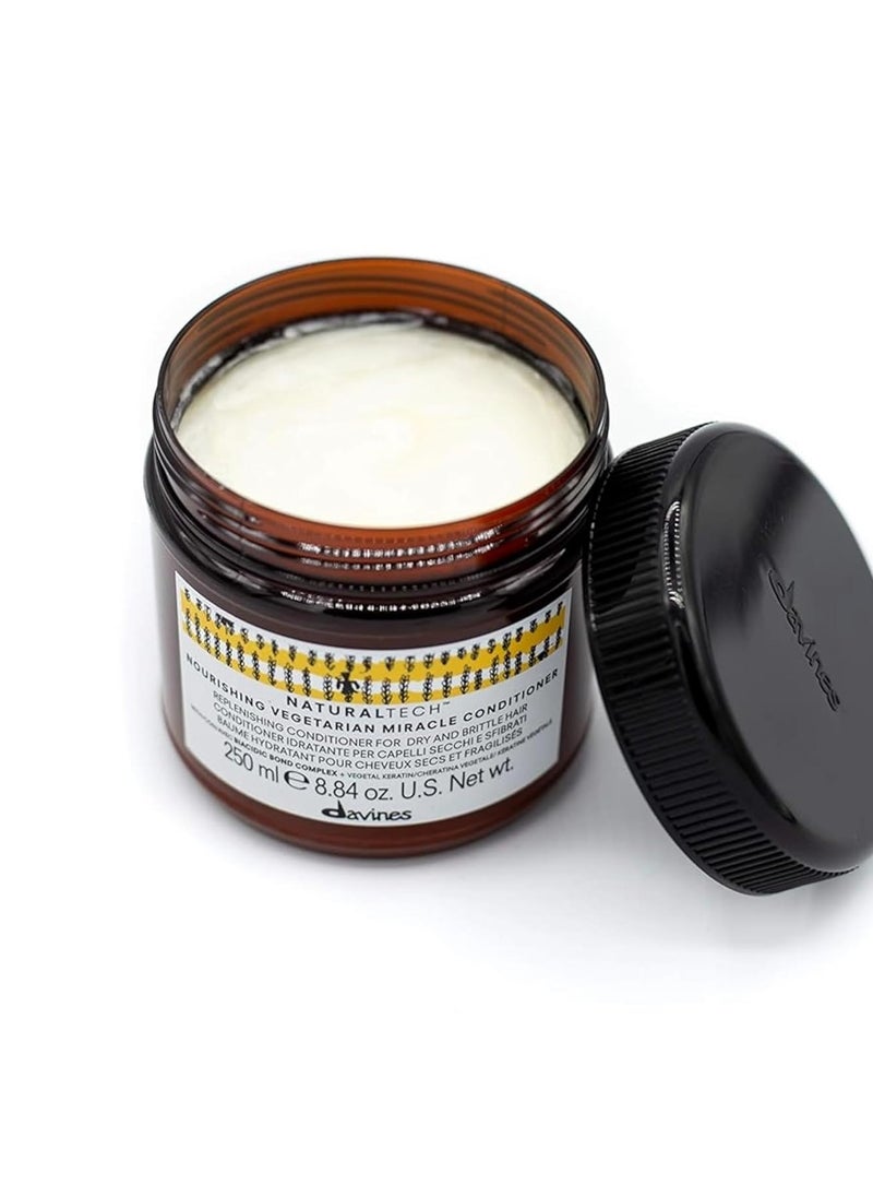Davines Naturaltech NOURISHING Vegetarian Miracle Conditioner, Moisturize And Hydrate Brittle And Unstructured Hair, Add Softeness While Brightening, 8.84 oz.