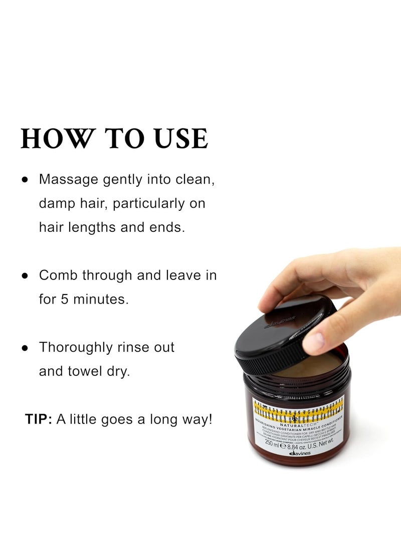 Davines Naturaltech NOURISHING Vegetarian Miracle Conditioner, Moisturize And Hydrate Brittle And Unstructured Hair, Add Softeness While Brightening, 8.84 oz.