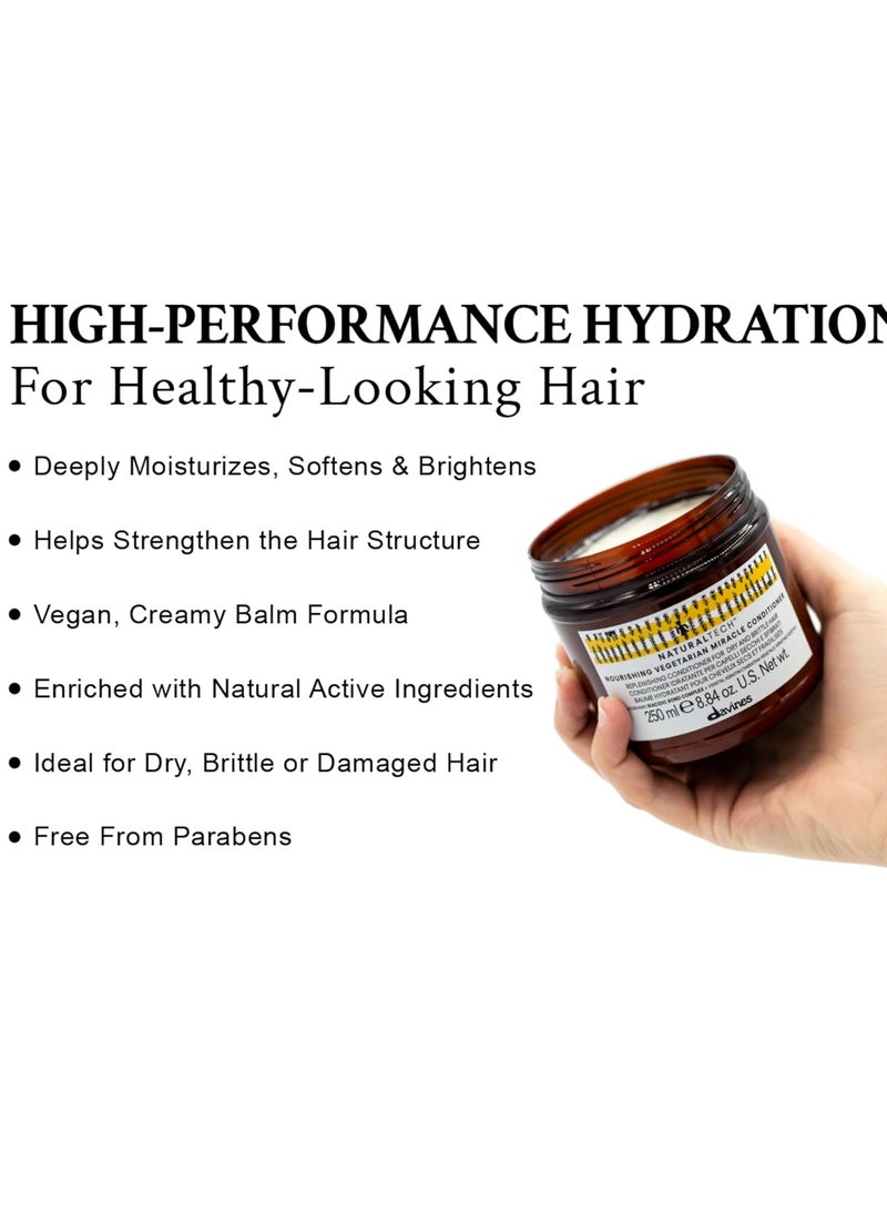Davines Naturaltech NOURISHING Vegetarian Miracle Conditioner, Moisturize And Hydrate Brittle And Unstructured Hair, Add Softeness While Brightening, 8.84 oz.