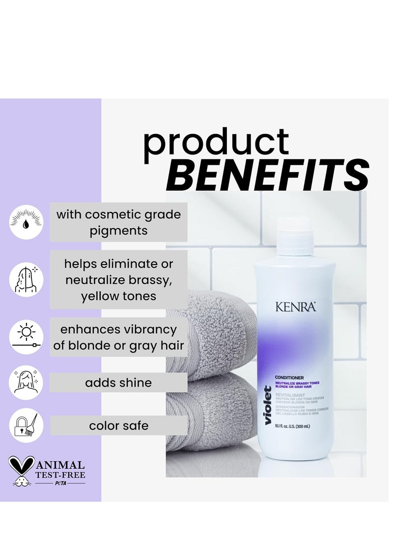 Kenra Violet Conditioner | Eliminates Brassy Tones | Purple Pigment + Deposit | Neutralizes Yellow | Moisturizes Processed Hair | Enhances Vibrancy of Blonde or Gray Hair | Color Safe