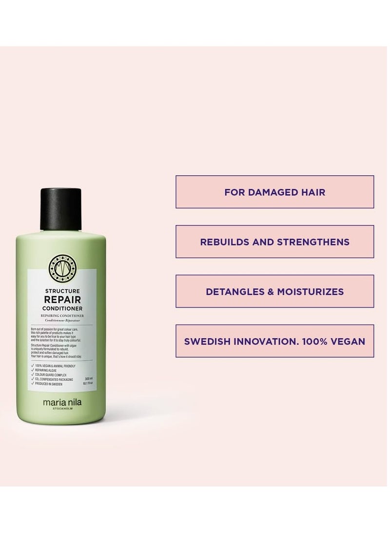 Maria Nila Structure Repair, Conditioner 10.1 Fl Oz, For Damaged & Chemically Treated Hair, Algae Extract Rebuilds & Moisturizes, 100% Vegan & Sulfate/Paraben free
