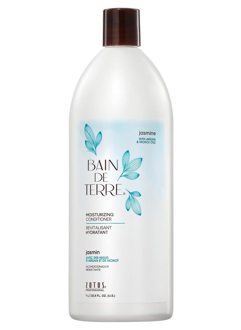Bain de Terre Jasmine Moisturizing Conditioner, Rich Hydration for Dry Hair, with Argan & Monoi Oils, Paraben-Free, Color-Safe, Vegan