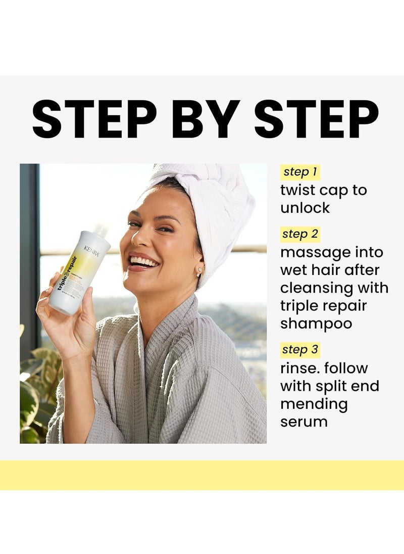 Kenra Triple Repair Conditioner | Targets & Repairs Weak or Broken Bonds | Split Ends | Damaged Hair | Bond Builder | Sulfate-Free