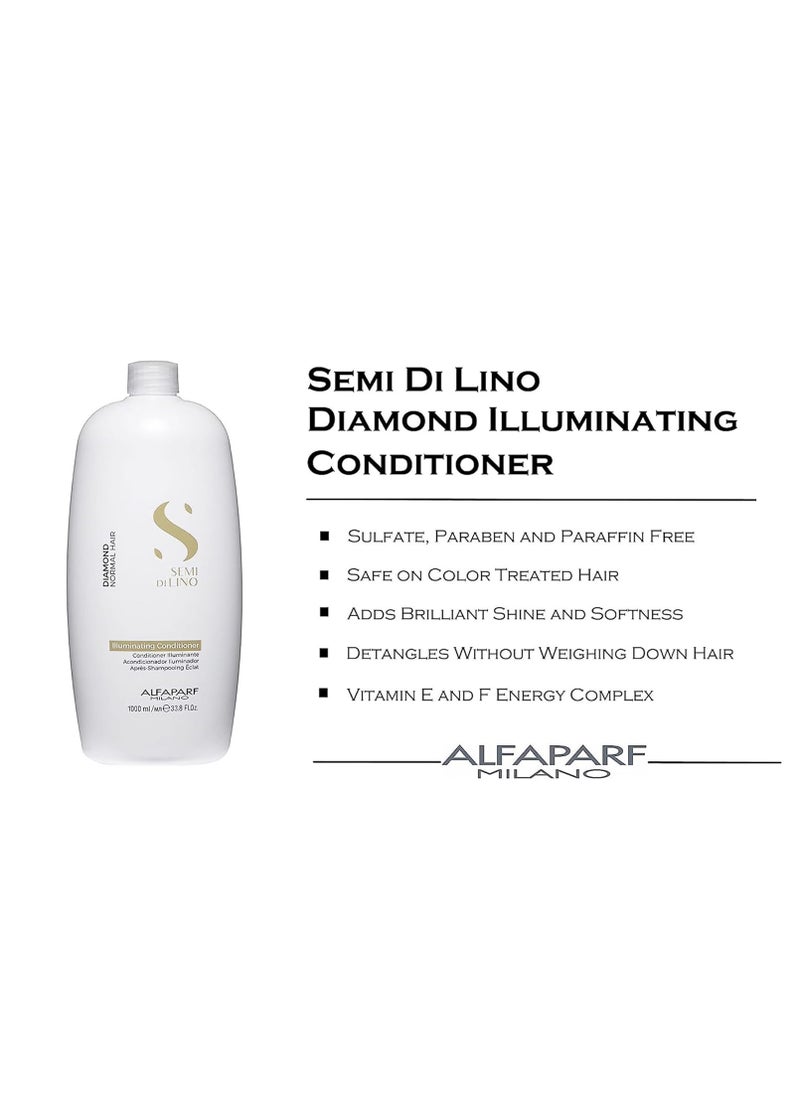 ALFAPARF MILANO Semi Di Lino Diamond Illuminating Conditioner - Moisturizing Conditioner For Normal and Color Treated Hair - Sulfate & Paraben Free Professional Hair Care
