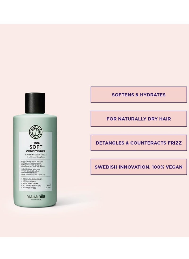 Maria Nila True Soft, Conditioner 10.1 Fl Oz, For Dry Hair, Argan Oil Remoisturises & Reduces Frizz, 100% Vegan & Sulfate/Paraben free